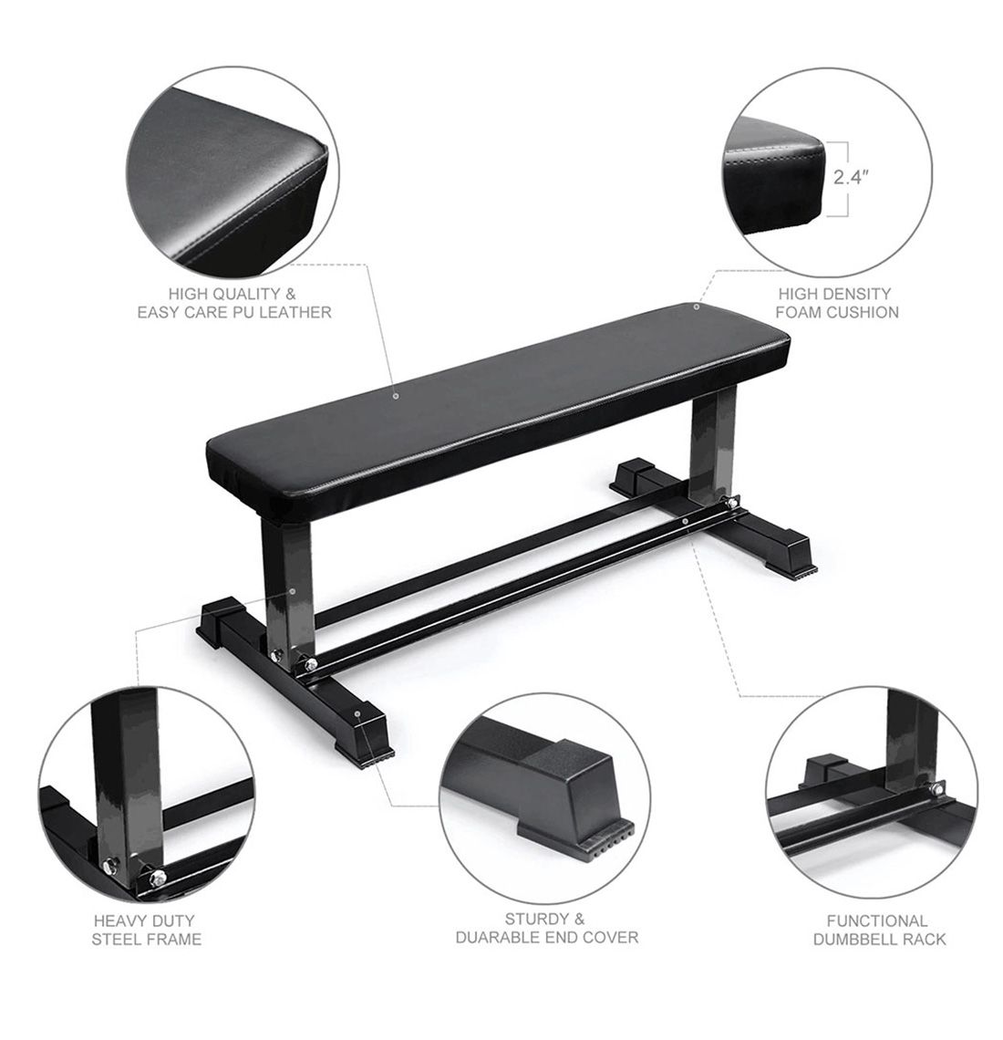 Flat Weight Bench With Dumbbell Rack WB119